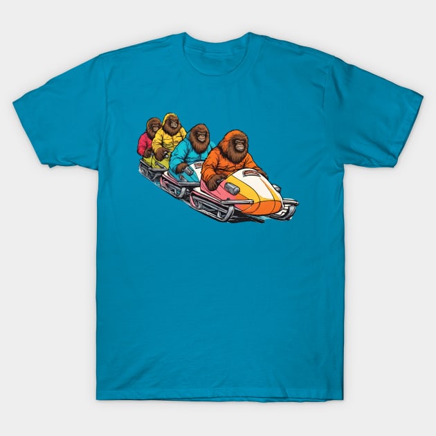 Funny Bobsleigh Bigfoot Crew in Christmas Sleighing Daddies T-Shirt by DaysuCollege